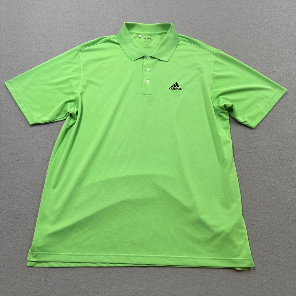 Adidas Golf Polo Shirt Mens XL Green Climalite Short Sleeve Athletic Performance
